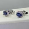 Sace Gems Серьги для женщин стерлингового серебра 925 пробы 4*6 мм серьги-гвоздики с натуральным сапфиром Свадебная вечеринка изящные ювелирные изделия подарок