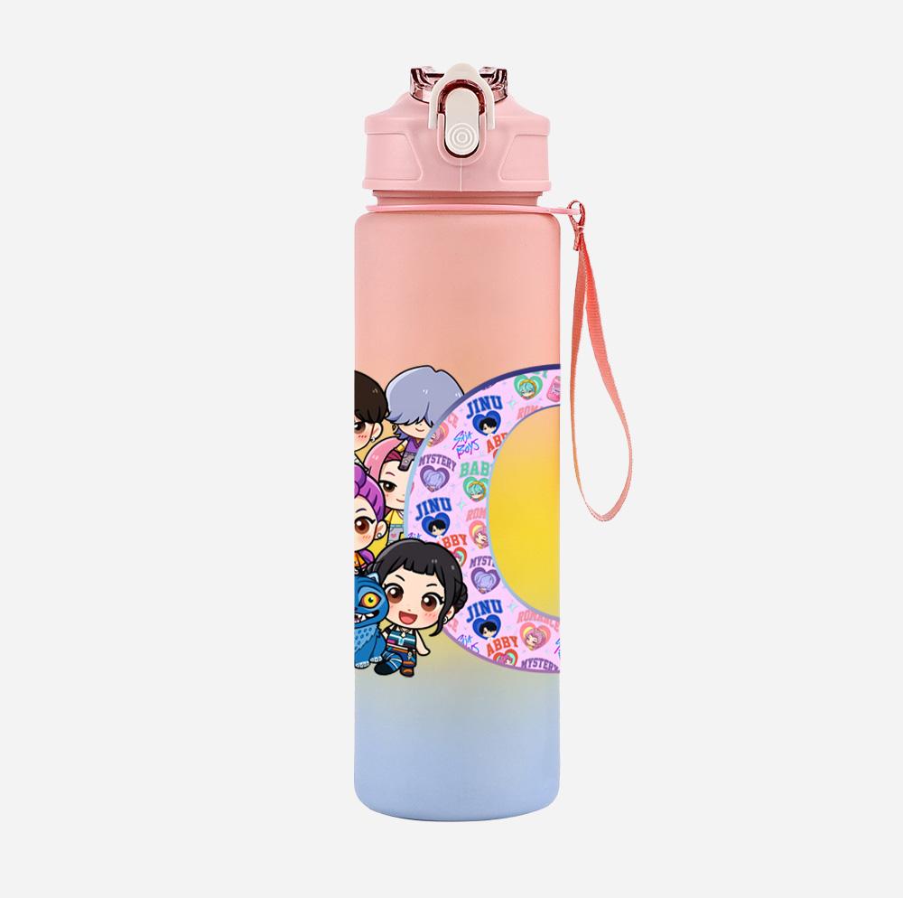 26 English Letter K-Pop Demon Hunters Printed 750Ml Water Bottle Large Capacity Drinking Cup Portable Children Outdoor Sports Water Cup