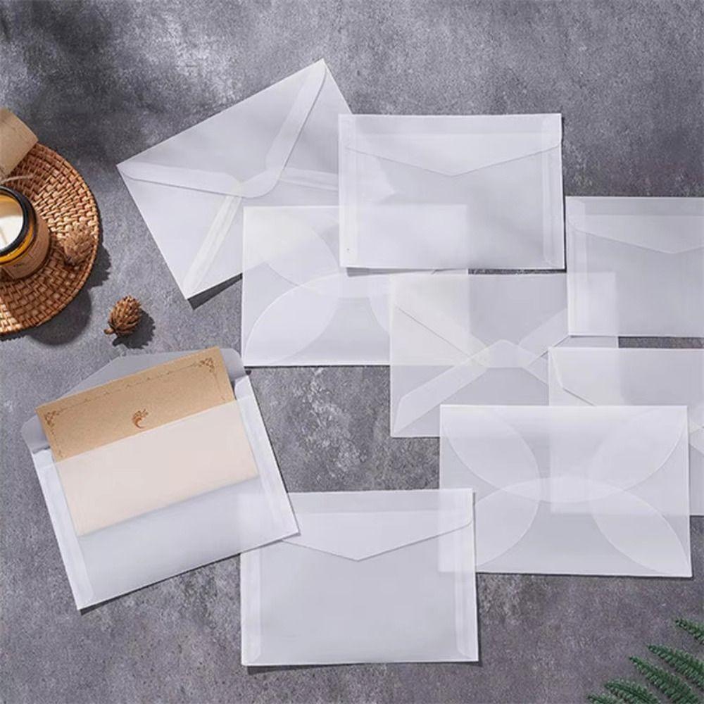 50Pcs/Pack Matte Frosted Vellum Paper Envelopes Simple Wedding Invitation Pouch for Photos Storing