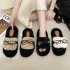 Популярные тапочки Мао Мао женская уличная обувь 2025 новая осень и зима толстая подошва бант домашние комнатные тапочки из хлопка с перемычкой