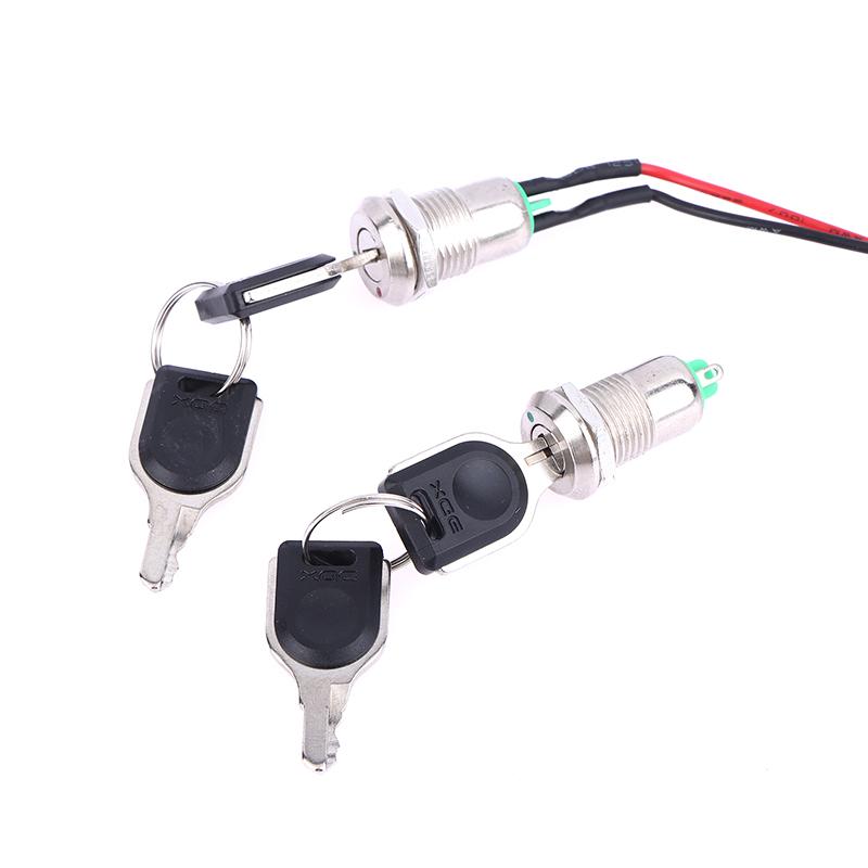 1 шт. 12 мм электронный кнопочный переключатель из цинкового сплава с 2 ключами Вкл/Выкл Блокировка телефона Безопасность Кнопка питания Трубчатые клеммы 2 положения 1А