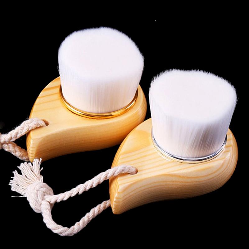 1Pc Facial Cleaning Brush With Wood Handle Manual Soft Face Massager Skin Pore Clean Brush Face Care Brush Beauty Tools