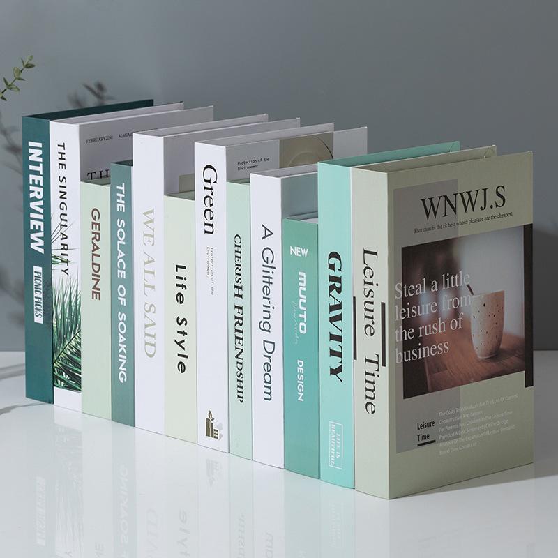 Зеленый декоративный фальшивый книга для гостиной, ТВ-тумбы, витрины