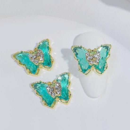 10 шт., ювелирные изделия для ногтей с бабочками, двухслойные сверкающие стразы, привлекательные украшения для дизайна ногтей, женские аксессуары