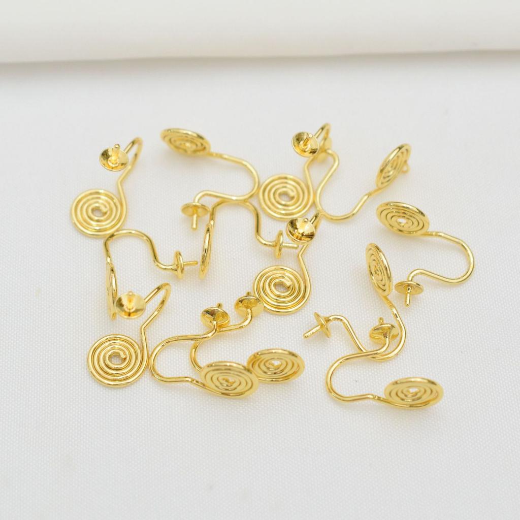 10pcs Color Retention 18K Gold Mosquito Coil Disc Ear Clip Converter Diy Handmade Jewelry Accessories Painless Change Ear Clips
