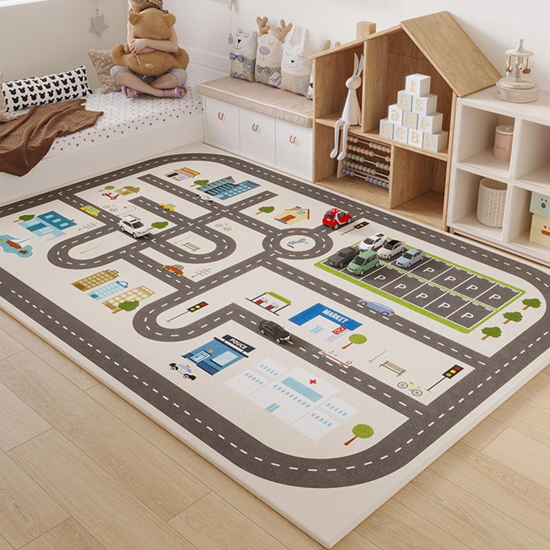 Parking Lot Child Crawling Game Track Road Traffic Cartoon Carpet Living Room Sofa Bedroom Bedside Floor Mat Non-slip Decor Rug