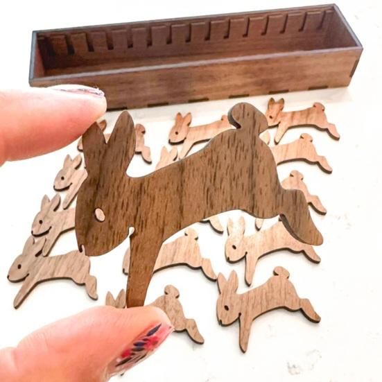 15 шт. деревянных катушек для ниток с изображением животных с коробкой для хранения, катушка для вышивки крестом, кролик, кошка, овца, карта ниток для вышивки крестом