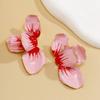 Sweet Dripping Oil Metal Pink Flower Earrings for Women Fashion 3D Folding Floral Stud Earring Ear Hooks Jewelry Accessories