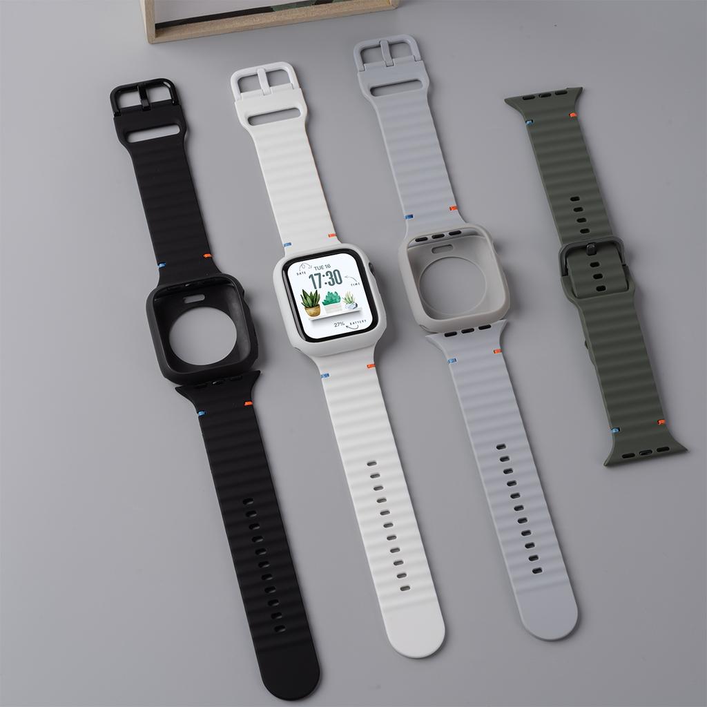 Силиконовый чехол+Ремешок Для Apple Watch S11 10 42мм 46мм 44мм 40мм 45мм 41мм 38мм чехол-браслет для iWatch 9 8 7 6 5 4 Ultra 3 49мм