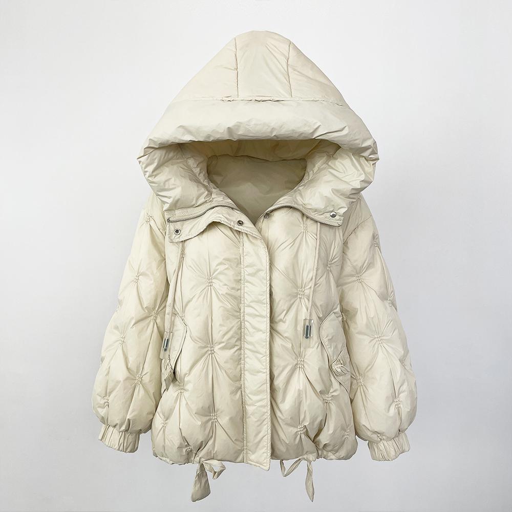 OFTBUY Осень-зима Корейский стиль Свободный теплый пуховик с капюшоном Женская куртка Утолщенная 90% Белая утиная пуховая куртка Пальто