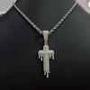 Three Rows Cross Pendant Necklace Iced Out Moissanite Hip Hop Copper Jewelry For Men Women