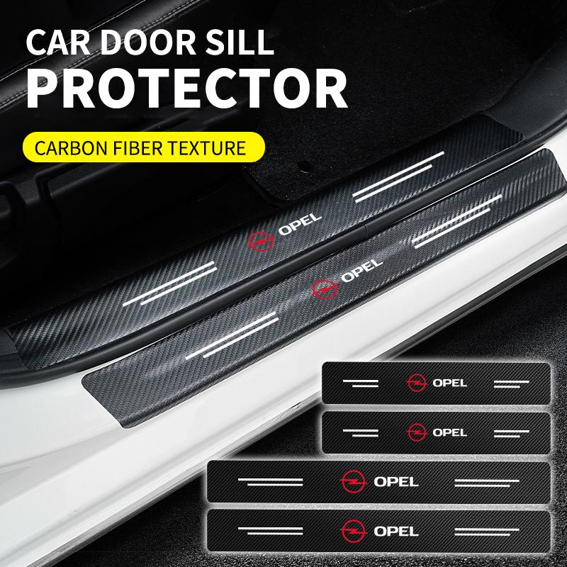 4PCS Car Door Sill Carbon Fiber Sticker Threshold Side Anti Scratch Waterproof Decal For Opel Corsa Mokka Astra Cascada Adam NE9