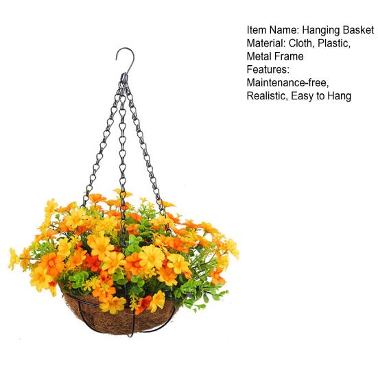 Подвесная корзина с искусственными цветами. Искусственные цветы в корзине. Корзина с искусственными цветами, устойчивая к ультрафиолетовому излучению.