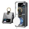 Магнитный чехол с беспроводной зарядкой для Samsung Z Flip 4, чехол Z Flip 3, 5 г, кольцевой кронштейн, прозрачный жесткий гальванический чехол Magsafe