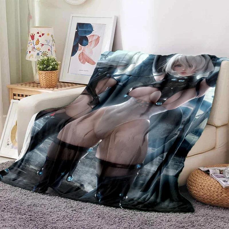 Sexy Anime Girls Blanket Soft Plush Flannel Throws Blankets for Sofa Bed Couch Best Gifts All Season Light Bedroom Warm Decke