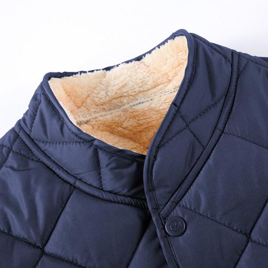 Мужское зимне-осеннее пальто с толстым плюшевым подкладом, воротник-стойка, защита шеи, теплый длинный рукав, чистый цвет, большой размер, мягкий однобортный кардиган с карманами