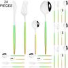 Gold 24Pcs Dinnerware Cutlery Set Knife Fork Coffee Spoon Tableware Set Mirror Stainless Steel Flatware Western Kitchen Silverware