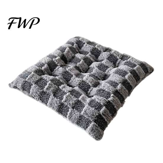 High Resilience Fiber Cushion Square Plush Chair with Ties, Buffalo Check Plaid Seat Cushion, Skin Friendly Dormitory Mat Fluffy Non Slip Warm Pad for