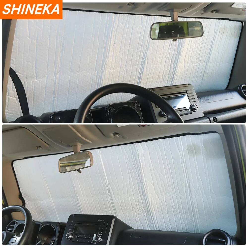 SHINEKA Солнцезащитные шторки на лобовое стекло для Suzuki Jimny 2019 2020 2021 2022 2023 и выше Автомобильные аксессуары, чехлы-солнцезащитные козырьки на переднее лобовое стеклоСолнцезащитные шторки на лобовое стекло 1