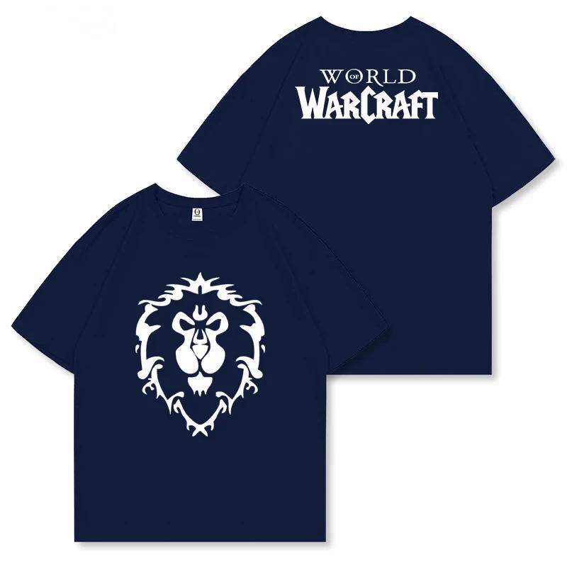 Горячая Распродажа Мужская Футболка с Принтом Warcraft Хлопок Игровой Рисунок Крутой Дышащий Полосатый Дизайн для Всех Сезонов