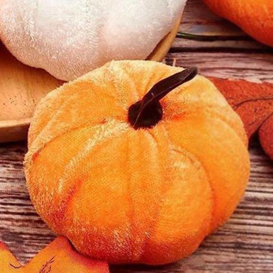 Artificial Velvet Pumpkin Decoration Foam Faux Flocked Pumpkin for Fall Harvest Party Thanksgiving Halloween