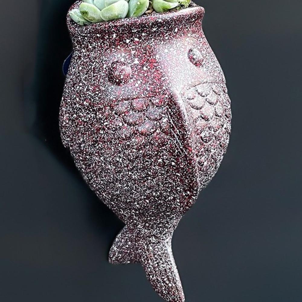 Rustic Style Fish Ornaments No-Drill Wall Mounted Planter Unique Decorative Floral Ware  Outdoor