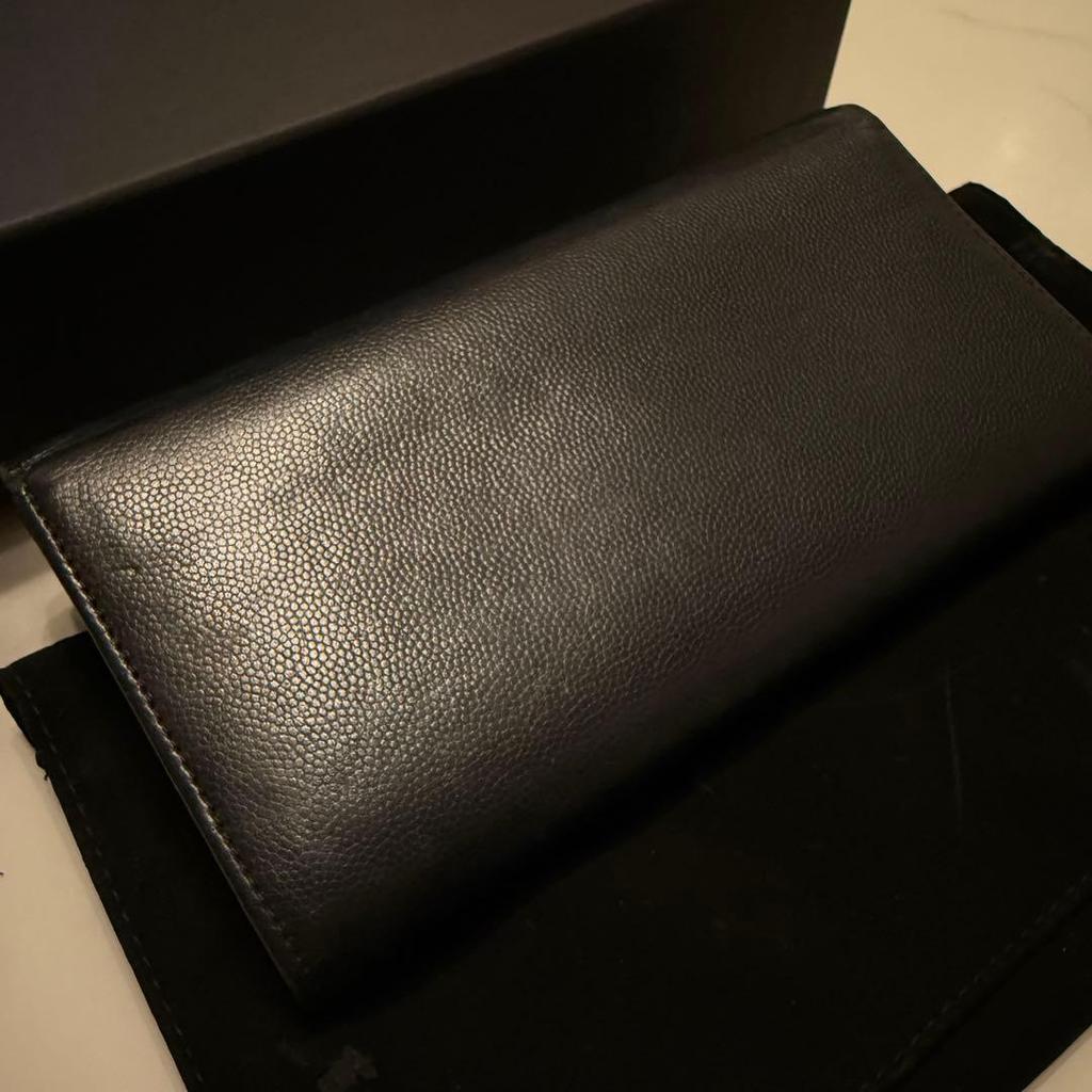 Used Final Price Reduction! Beautiful CHANEL Black Caviar Skin Long Wallet