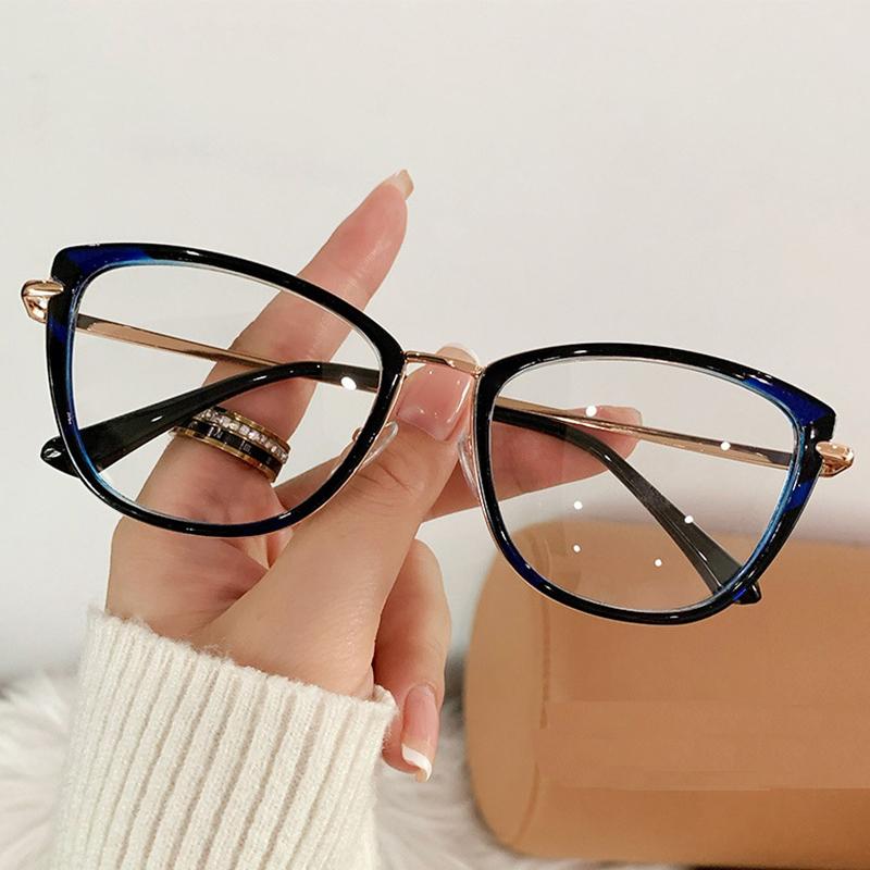 Simple And Fashionable Anti-Blue Light Flat-Glass Light Luxury Metal Women's Glasses Frame Optical Prescription Customization