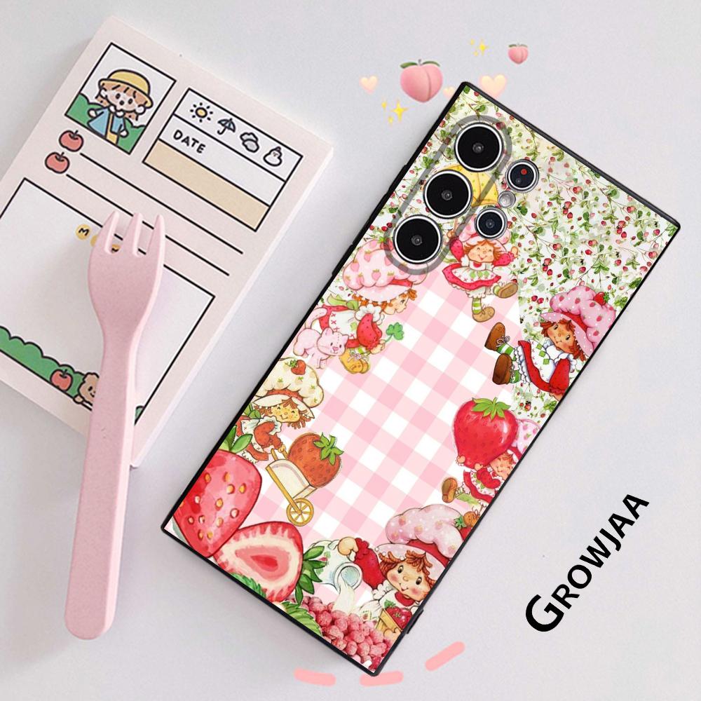 Клубнично-розовый S-Шорткейк Чехол для телефона Samsung Galaxy S25 S24 S22 S23 Ultra S21 S20 Plus 5G Матовый Нескользящий Полностью Мягкий Чехол