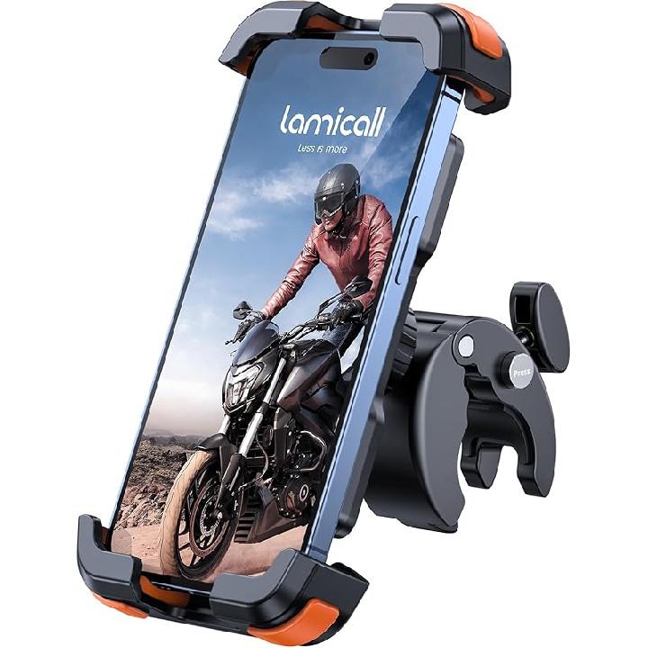 Lamicall Держатель для телефона на мотоцикл/велосипед - Улучшенный Быстрый Высокий Зажим-Держатель на Руль для Велосипеда, Самоката, Зажим для Мобильного Телефона для IPhone Air, 17 16 15 Pro