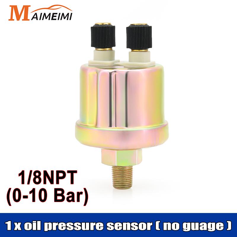 52mm Digital Oil Pressure Gauge Red Backlight with Alarm 0~10 Bar Oil Press Meter 1/8NPT Sensor for Auto Car Boat Marine 12V 24V