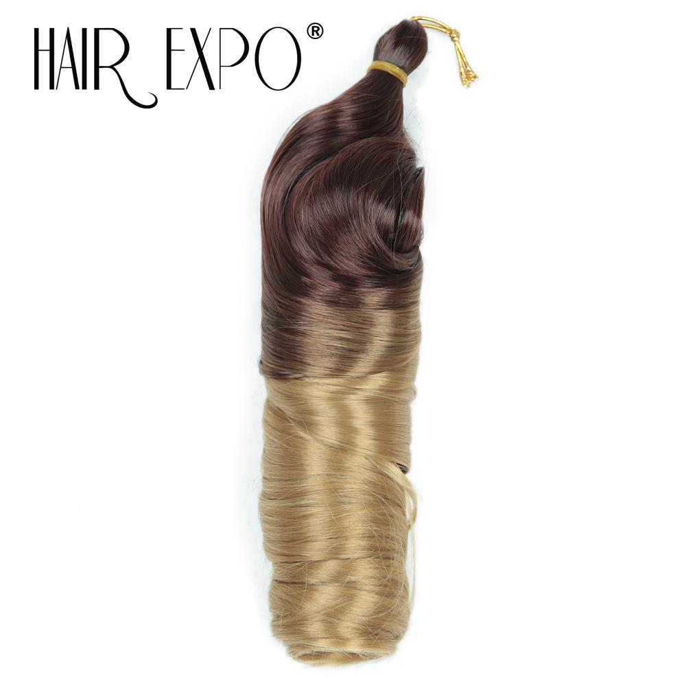 French Curls Braiding Hair Extensions Synthetic Hair Loose Wave Spiral Curl Braids Hair Ombre Pre Stretched Hair For Women