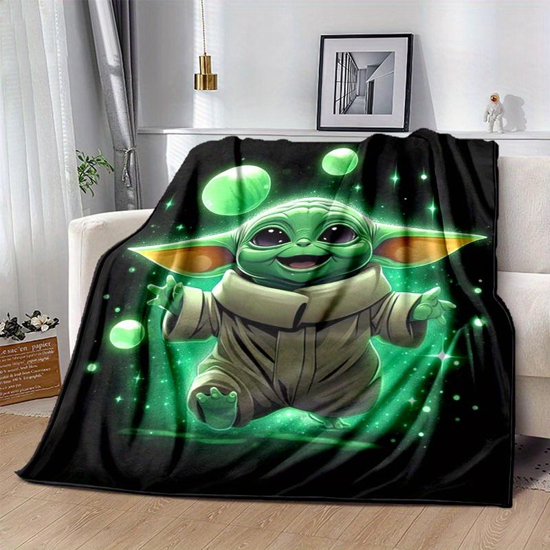1pc. Cute Yoda Print Blanket - Perfect for Home, Office, Outdoor Use, Gift Idea, Suitable for All Seasonsz0417273