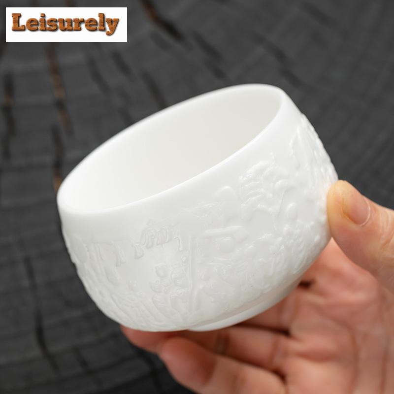 170 мл высококачественная фарфоровая чашка для чая из нефрита с ледяными семенами, рельефная чашка мастера Дуньхуанского Будды, персональная дегустационная чаша для чая в стиле кунг-фу