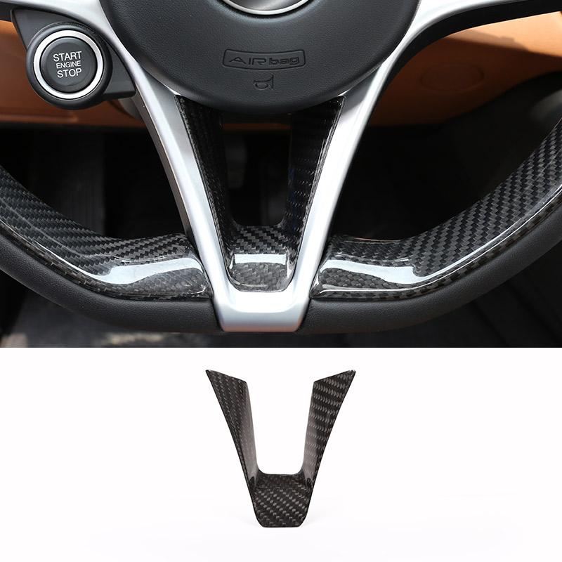 Real Carbon Fiber For Alfa Romeo Stelvio Giulia 2017-2019 Car Steering Wheel Decorative Frame Sticker Car Interior AccessoriesDA4