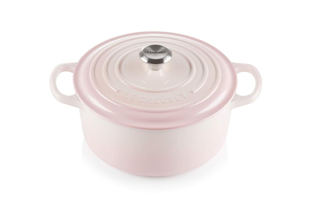 Le Creuset Cast Iron Enameled Pot Cocotte Ronde 22 cm Shell Pink Induction Oven Safe