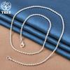 925 Sterling Silver 18/20/22/24/26/30 Inch 3mm Hemp Rope Chain Necklace Jewelry