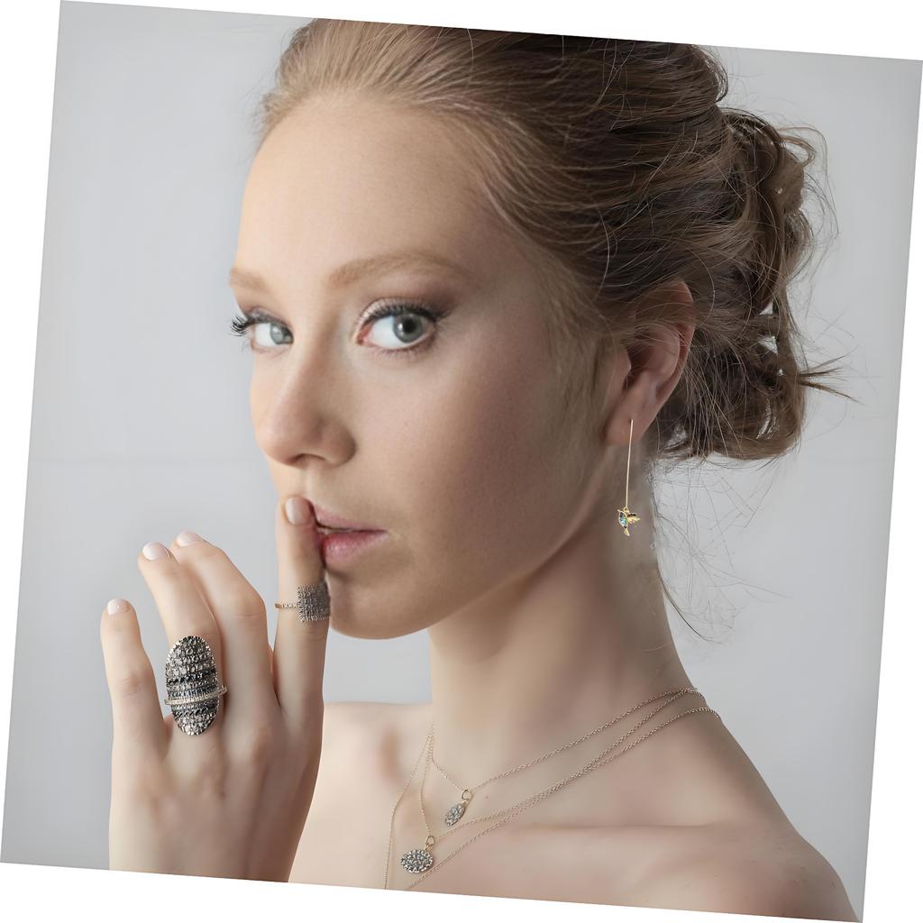 1 пара серег-цепочек со стразами в виде колибри для женщин, элегантные серьги-продевки, винтажный дизайн с птицами