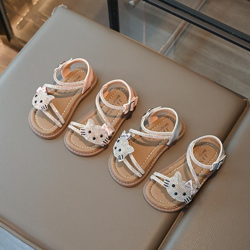 kt Cat cartoon Shiny Princess sandals Summer New children's soft-soled Roman shoes