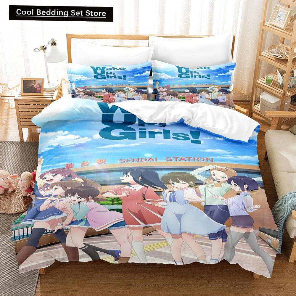 3D печать Аниме Каваи Проснись, Девушки! Комплект постельного белья односпальный двуспальный двуспальный двуспальный комплект для взрослых и детей спальня пододеяльник наборы