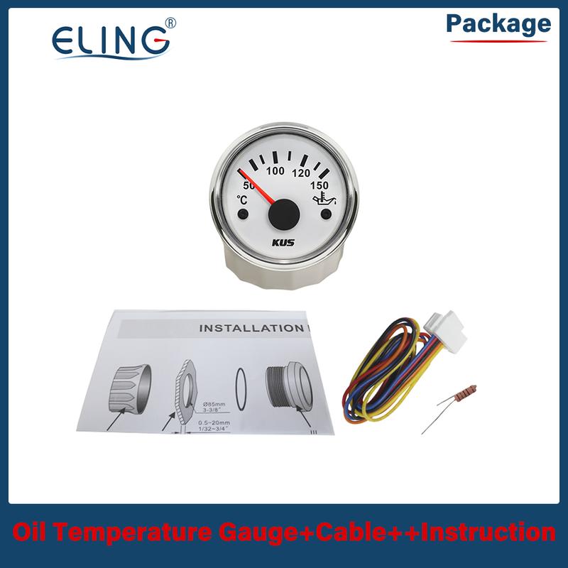 KUS 52mm Car Truck Boat Oil Temperature Gauge 50-150 Degree 12V 24V With Yellow/Red Backlight