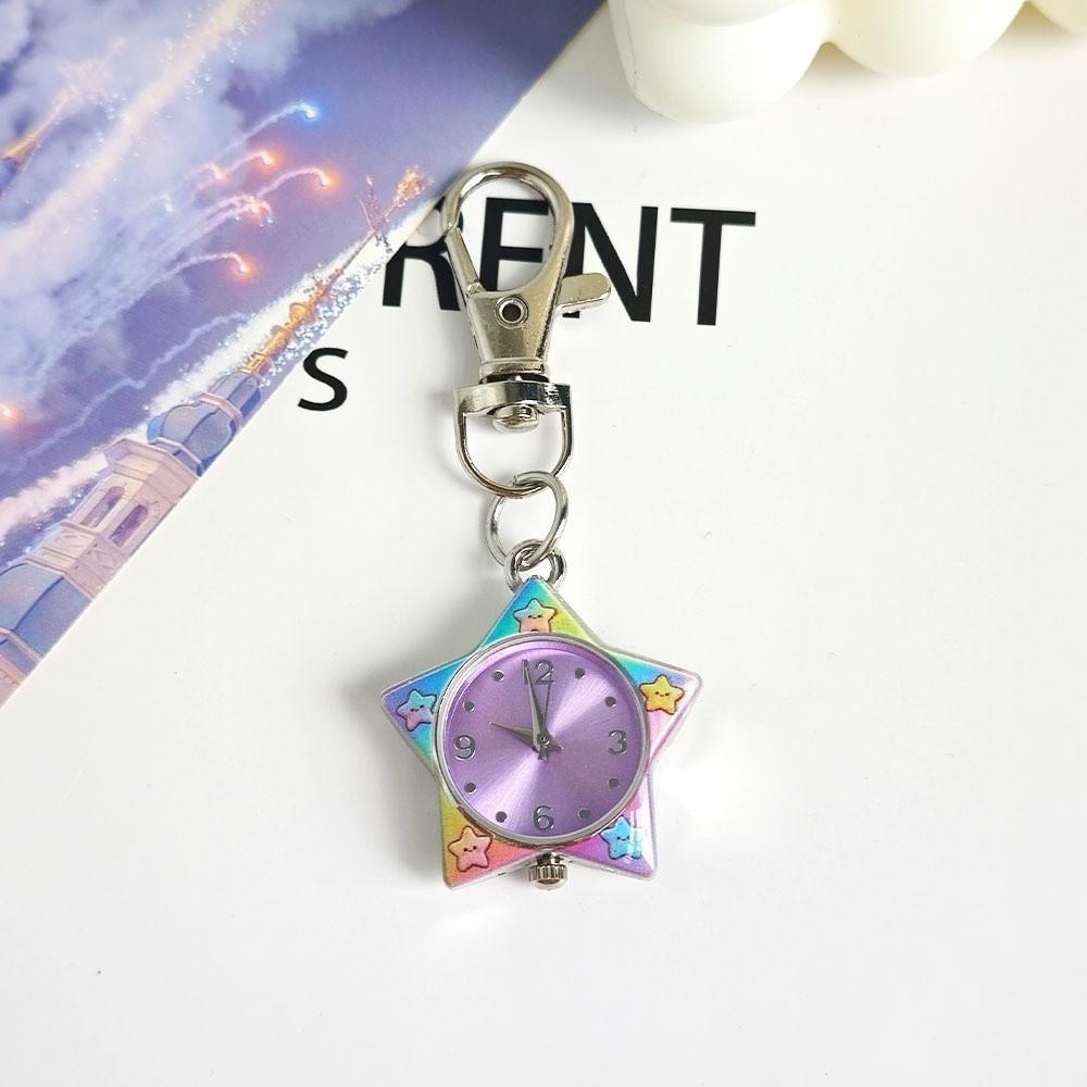 Portable Star Keychain Watch Pentagram Design Hanging Watch Pentagram Quartz Watch  Students Nurse