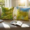 Fashion Floral Art AAcacia Cushion Cover Pillowcase Antidustmite Invisible Zipper Short Plush Sofa Cushion
