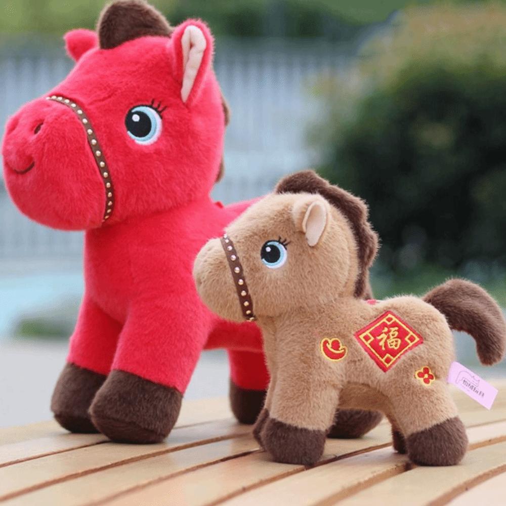 Mascot Dolls Plush Horse Keychain Creative Stuffed Animal Keyring  Chinese New Year