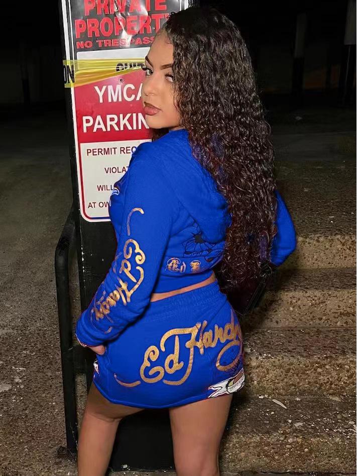 2024 Весна Европейская и американская женская мода Комплект юбки с принтом XH901