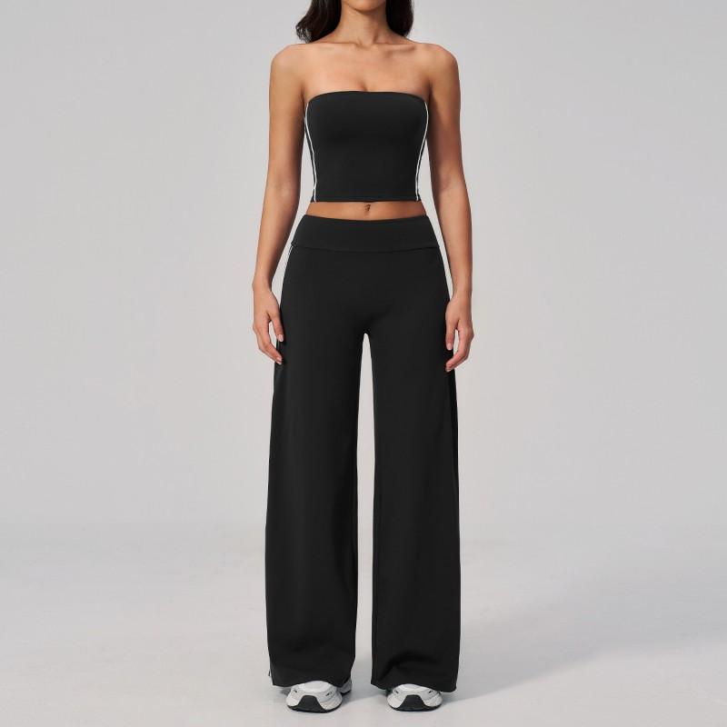 Womens Seamless Yoga Set With Built-in Bra Pads Sleeveless Sports Outfit Gym Running Fitness