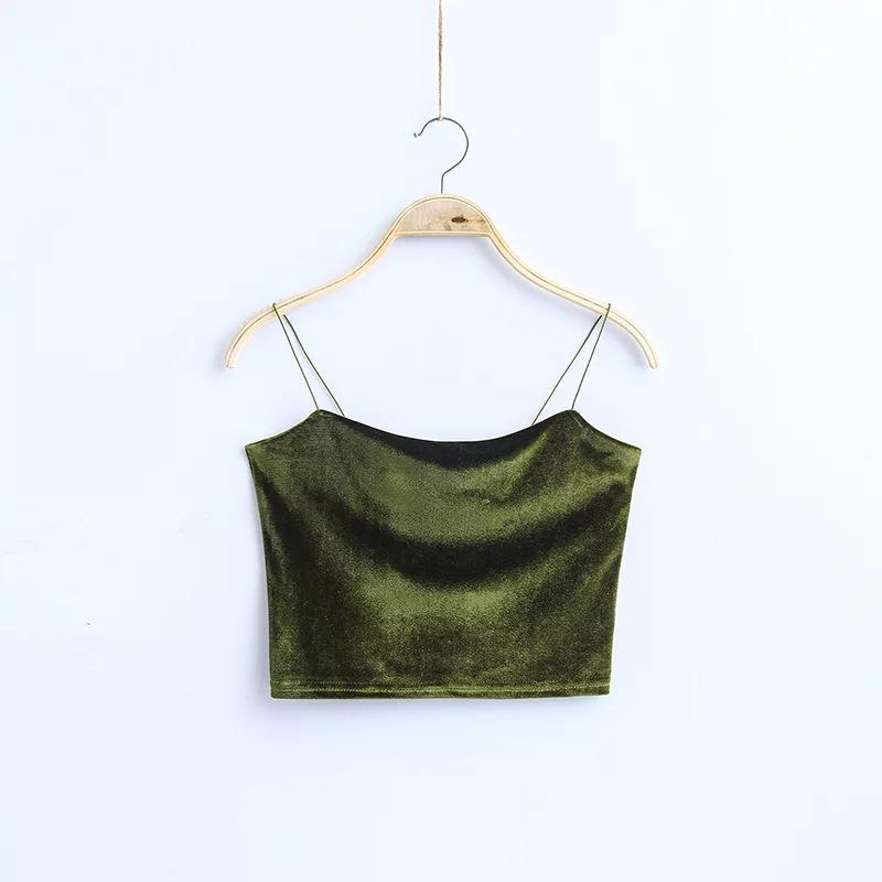 Модный сексуальный топ на бретельках, бархатный короткий укороченный топ, 7 цветов, сексуальный топ без рукавов, бюстье, короткий жилет, футболки