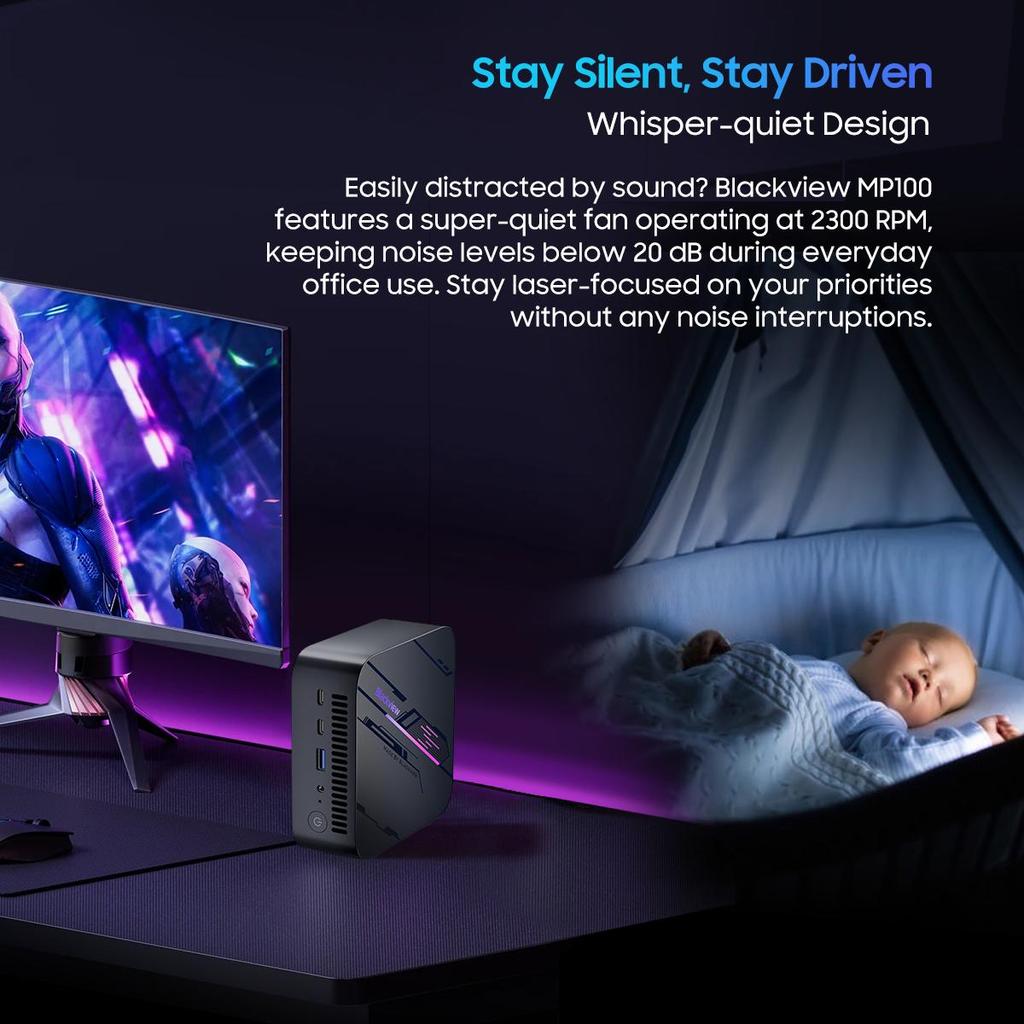Blackview Мини-ПК MP100 AMD R7 5700U 8-ядерный 16-поточный мини-ПК 16 ГБ/32 ГБ DDR4 512 ГБ/1 ТБ SSD мини-компьютер ПК