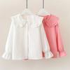 Блузка с длинными рукавами для девочек, осенняя новая одежда для маленьких детей, корейские белые рубашки на пуговицах для девочек-подростков, весенние топы
