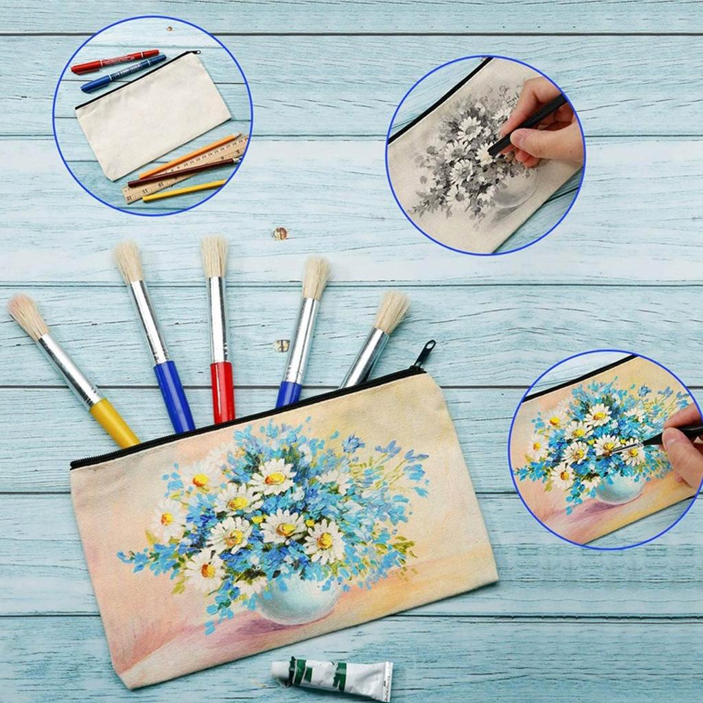10 штук Пустые Сумки для Поделок DIY Холщовый Пенал Косметички Сумки на Молнии Косметички Школьные Принадлежности для Поделок